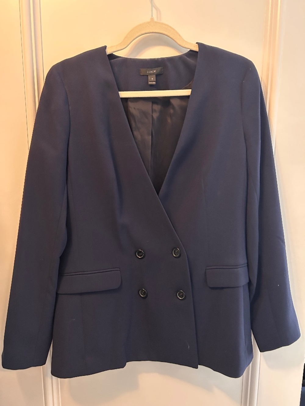 Navy Collarless Blazer (J. Crew)